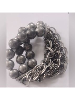 Gorgeous sliver tone bracelets with stretch.